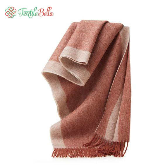 Double-Colored Striped Wool Scarf For Women - Orange