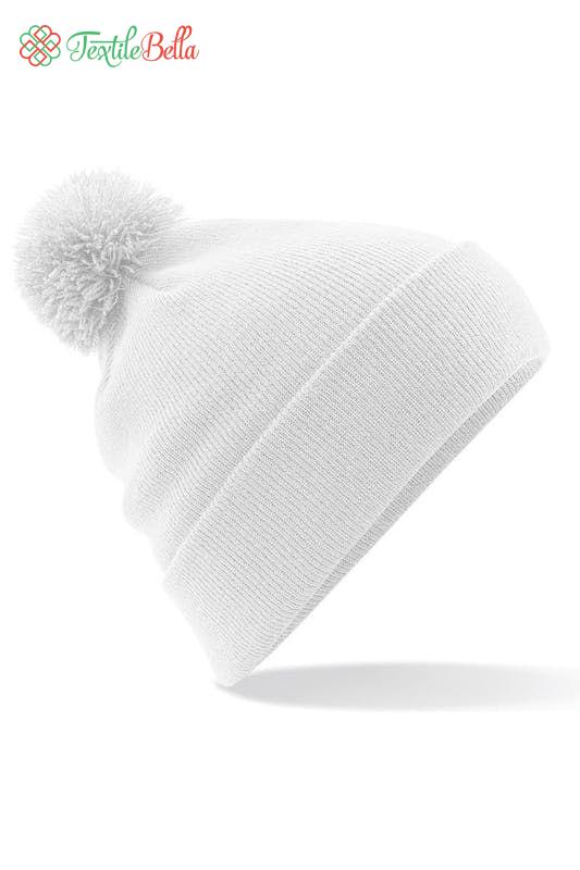 Pompom Winter Beanie Hat for Unisex (White)