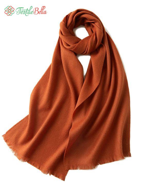Solid Fringe Wool Scarf Orange