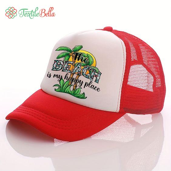 Summer Hat Palm Tree Street Baseball Cap - Red